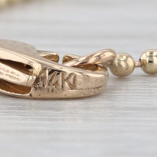 Small Diamond Hearts Pendant Bead Chain Necklace 14k Yellow White Gold 18"