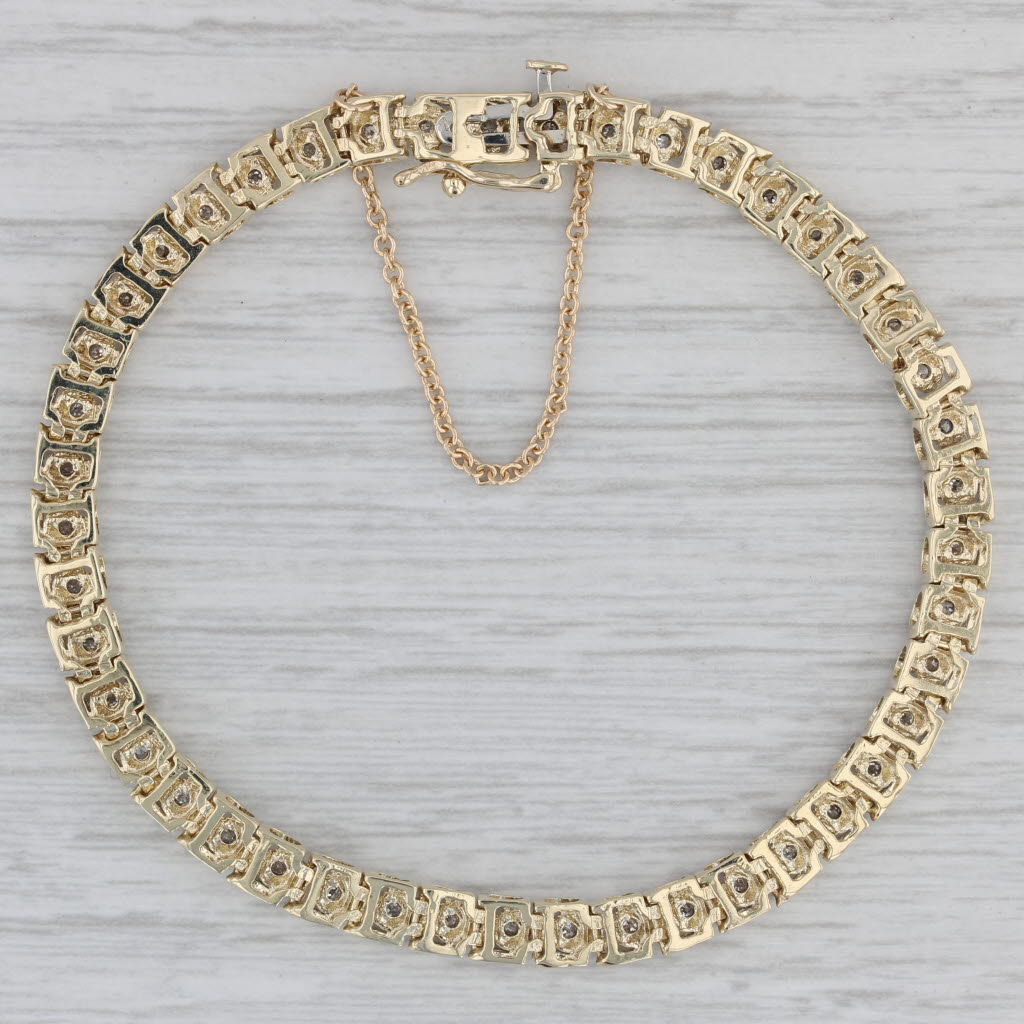 Gray 0.45ctw Diamond Tennis Bracelet 10k Yellow Gold 7" 4.4mm