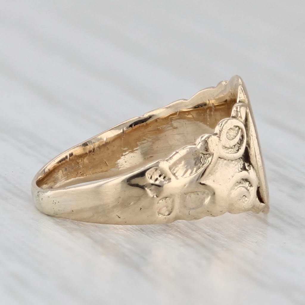 Light Gray Old English Letter Initial B Ring 14k Yellow Gold Small Baby Size Signet