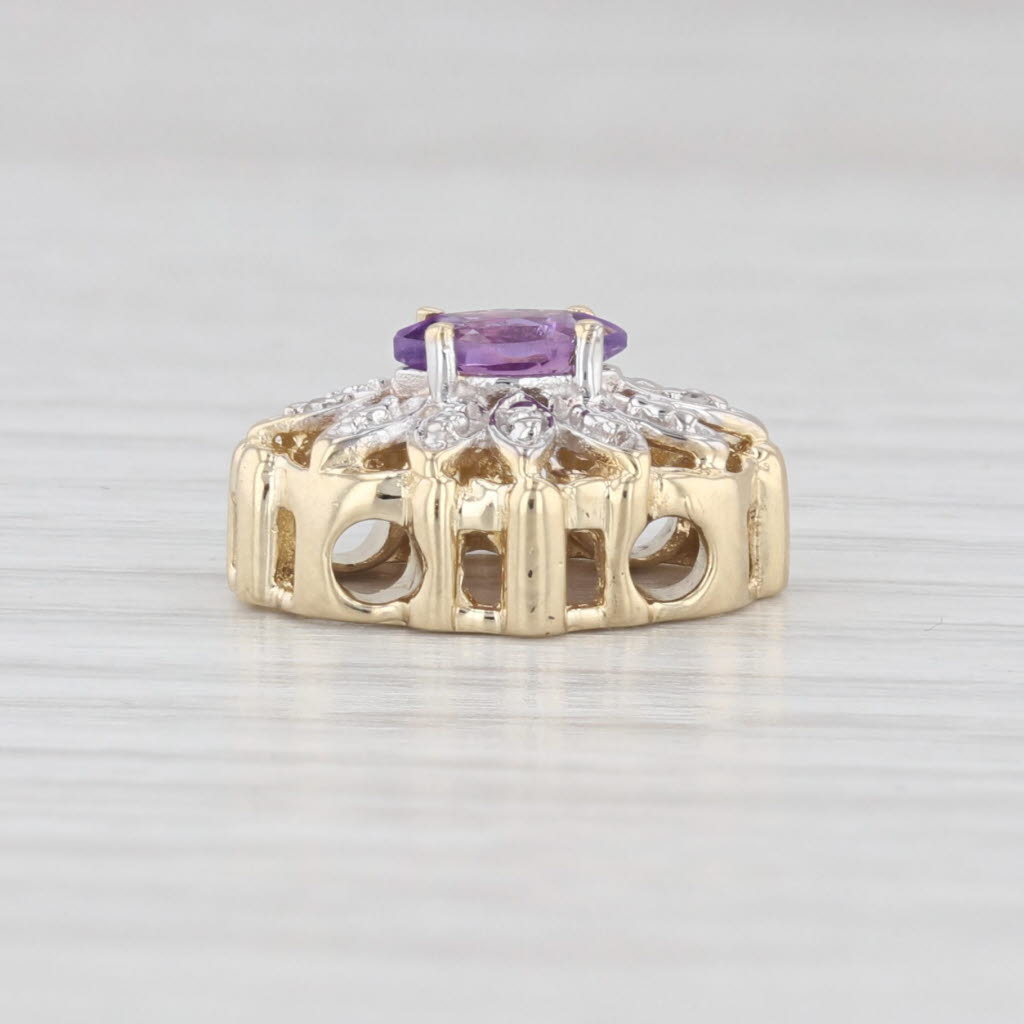 Light Gray Vintage Richard Klein 0.22ct Amethyst Diamond Slide Bracelet Charm 14k Gold