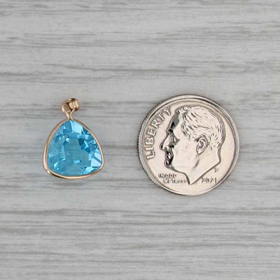 3.50ct Trillion Solitaire Topaz Teardrop Pendant 14k Yellow Gold Drop