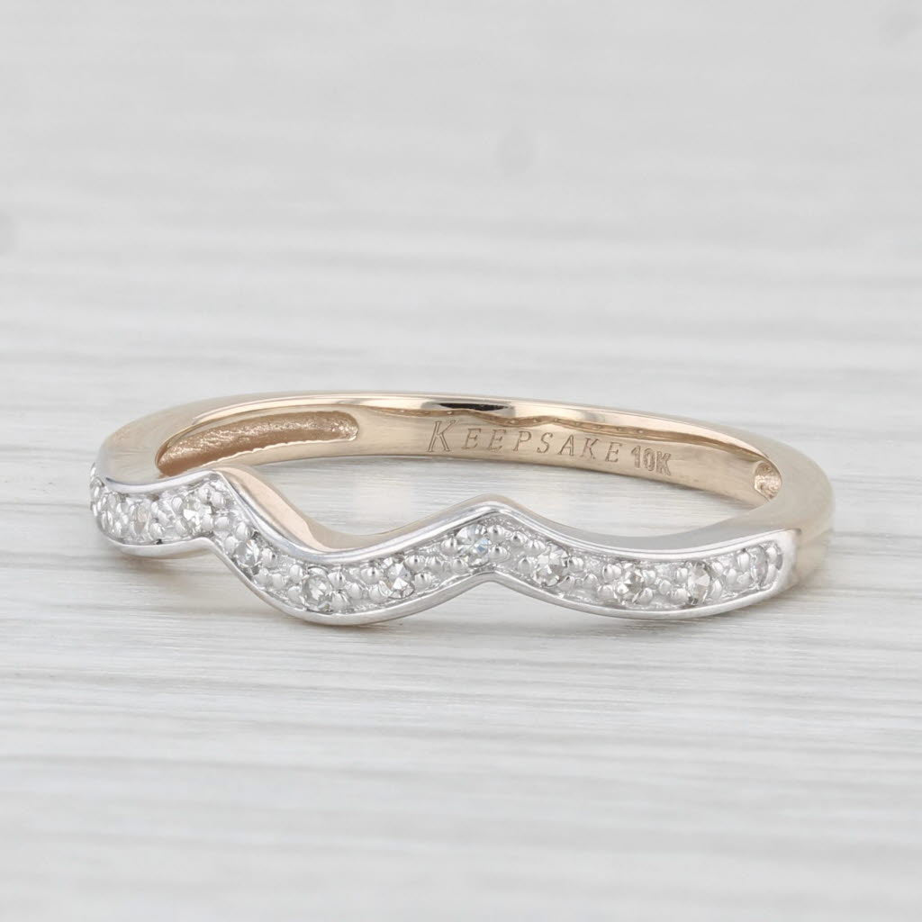 Light Gray Contoured Diamond Wedding Band 10k Yellow Gold Size 7 Guard Stackable