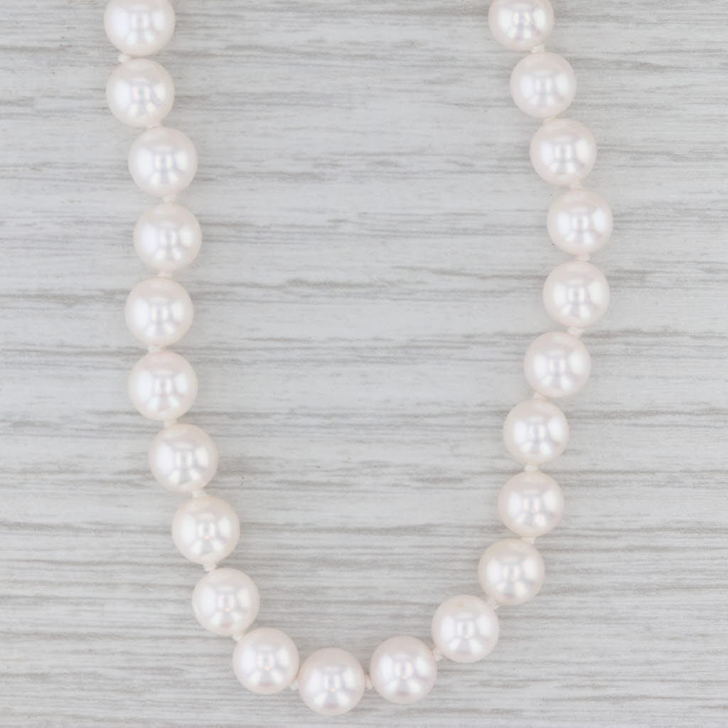 Cultured Pearl Bead Single Strand Necklace 14k Yellow Gold 30" 6.7 mm