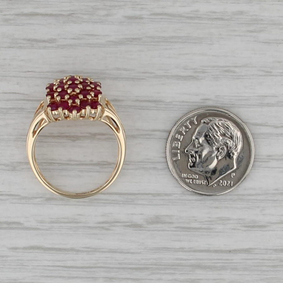 2ctw Ruby Cluster Ring 14k Yellow Gold Size 6.75 Cocktail