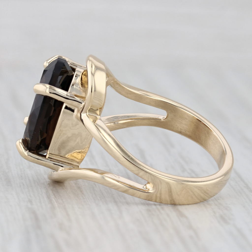 Gray 5.50ct Smoky Quartz Oval Solitaire Ring 10k Yellow Gold Cocktail Size 7.5-7.75