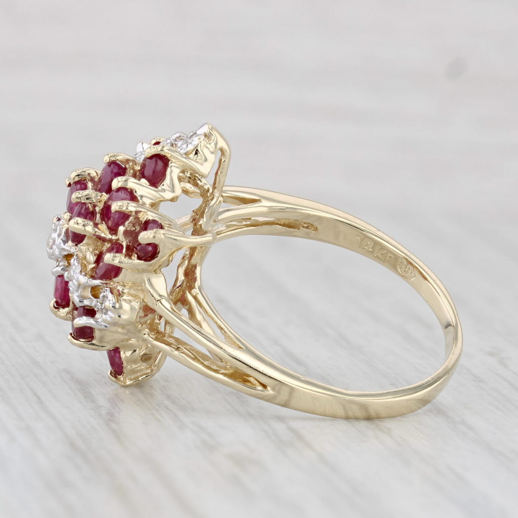 Light Gray 1.72ctw Diamond Ruby Cluster Ring 14k Yellow Gold Size 7.5