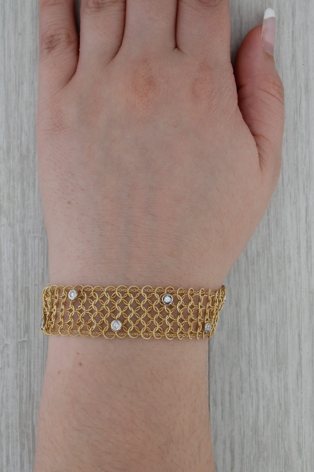 Moda Italia 0.30ctw Diamond Mesh Chain Bracelet 18k Yellow Gold 7.25"