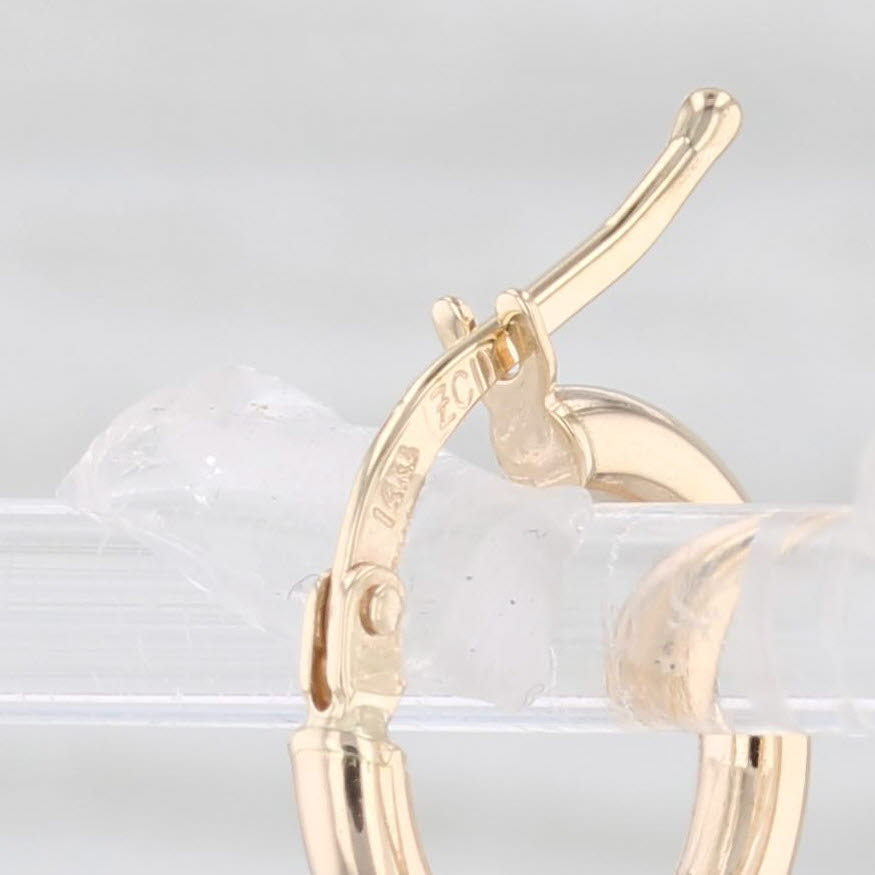 Light Gray New Small Hoop Huggie Earrings 14k Yellow Gold Round Hoops Snap Top Pierced
