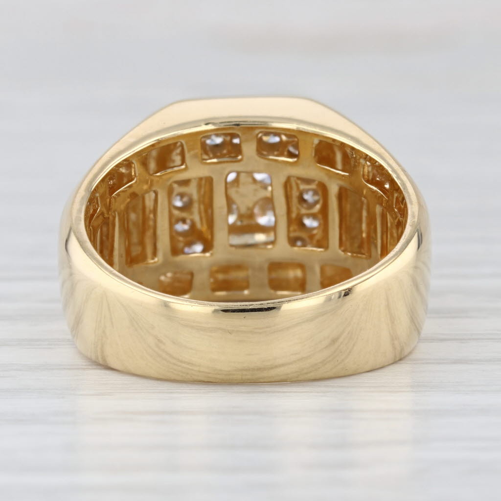 1ctw Diamond Cluster Men's Ring 18k Yellow Gold Size 10.25-10.5