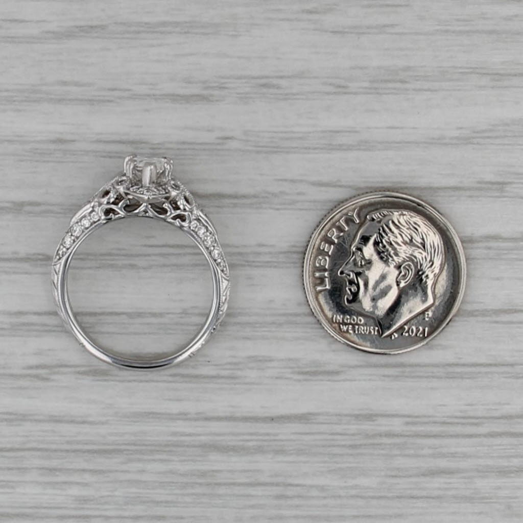 Gabriel & Co Pear Diamond Halo Engagement Ring 14k White Gold Size 5