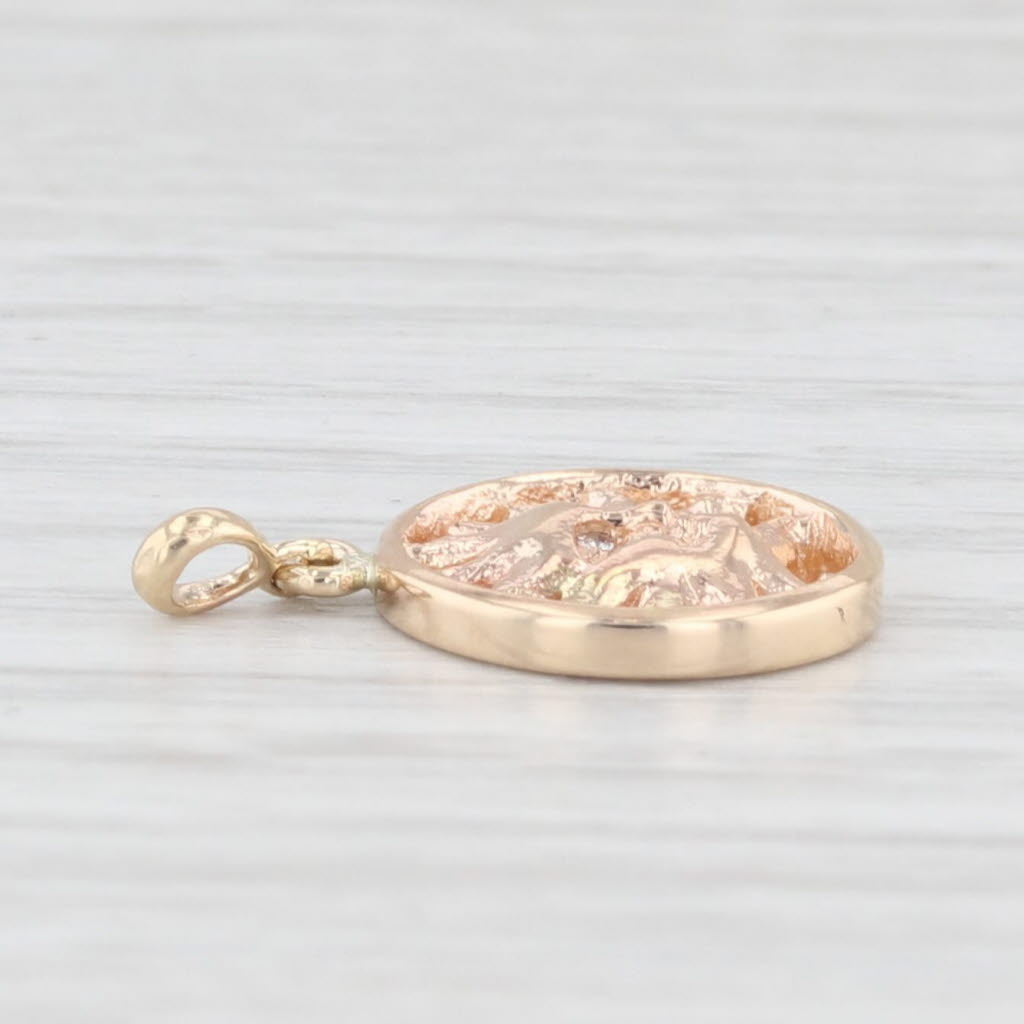 Light Gray Diamond Eyes Tribal Sun Charm 14k Yellow Rose Gold Small Pendant