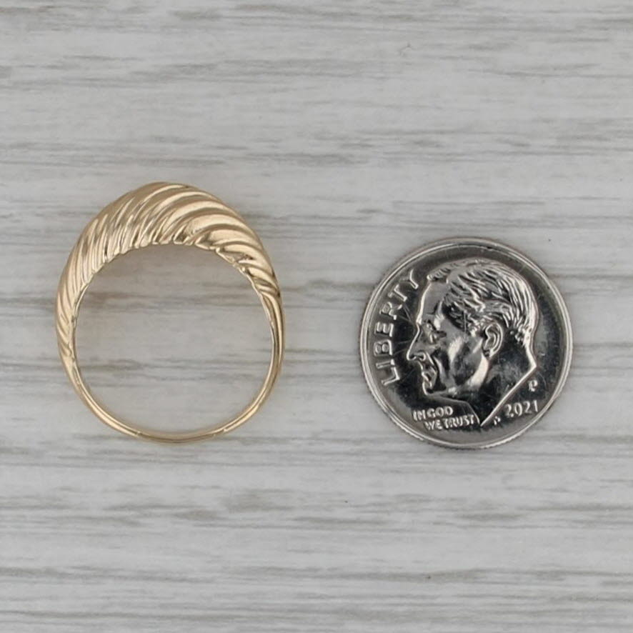 Domed Scalloped Croissant Ring 14k Yellow Gold Size 5.75