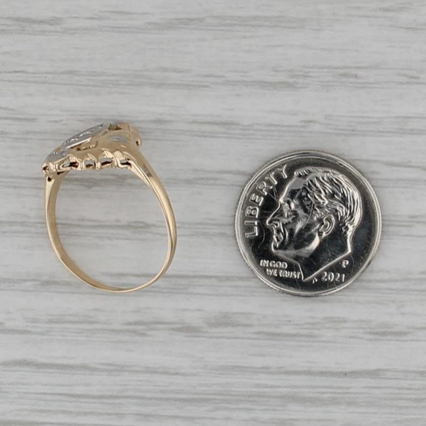 Vintage Diamond Ring 14k Yellow White Gold Size 6 Filigree