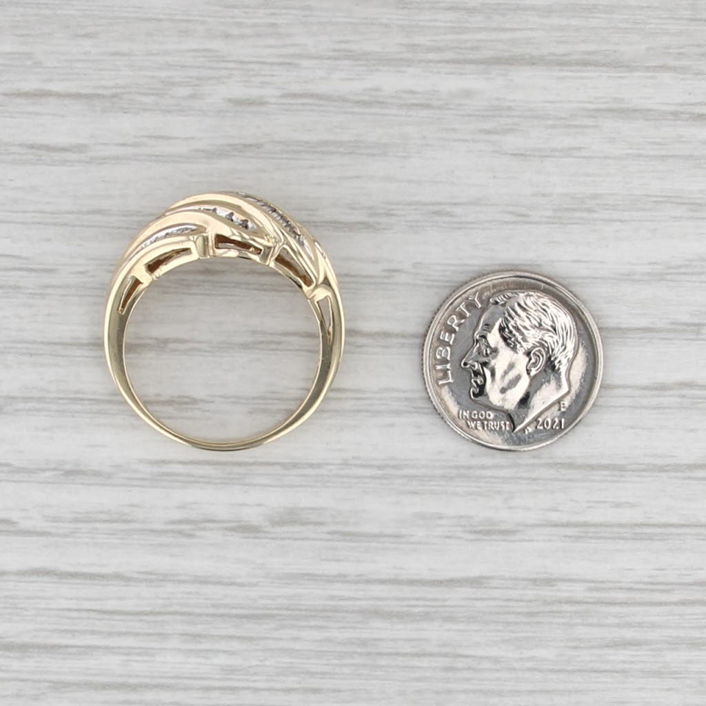 0.49ctw Diamond Scalloped Croissant Ring 10k Yellow Gold Size 9
