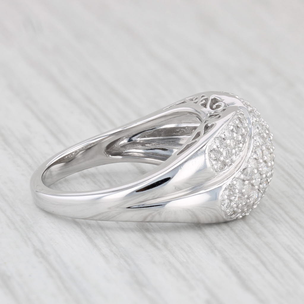 Light Gray 0.98ctw Diamond X Crossover Ring 14k White Gold Size 7 Cocktail