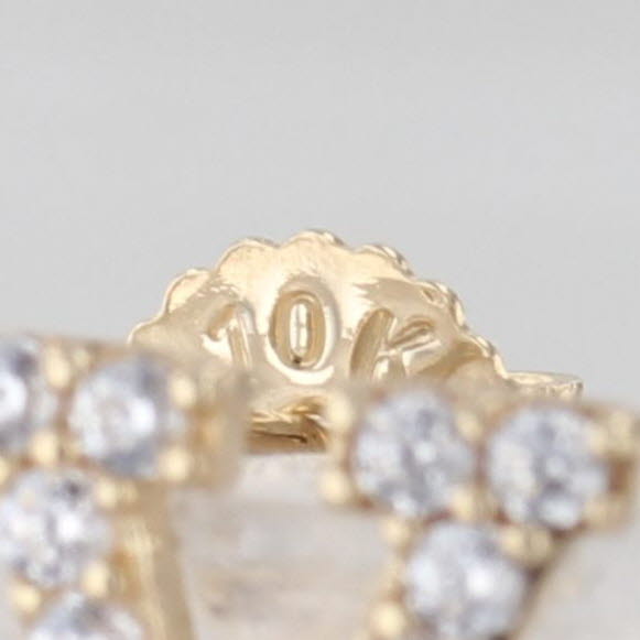0.21ctw Cubic Zirconia Letter Initial V Stud Earrings 10k Yellow Gold Studs