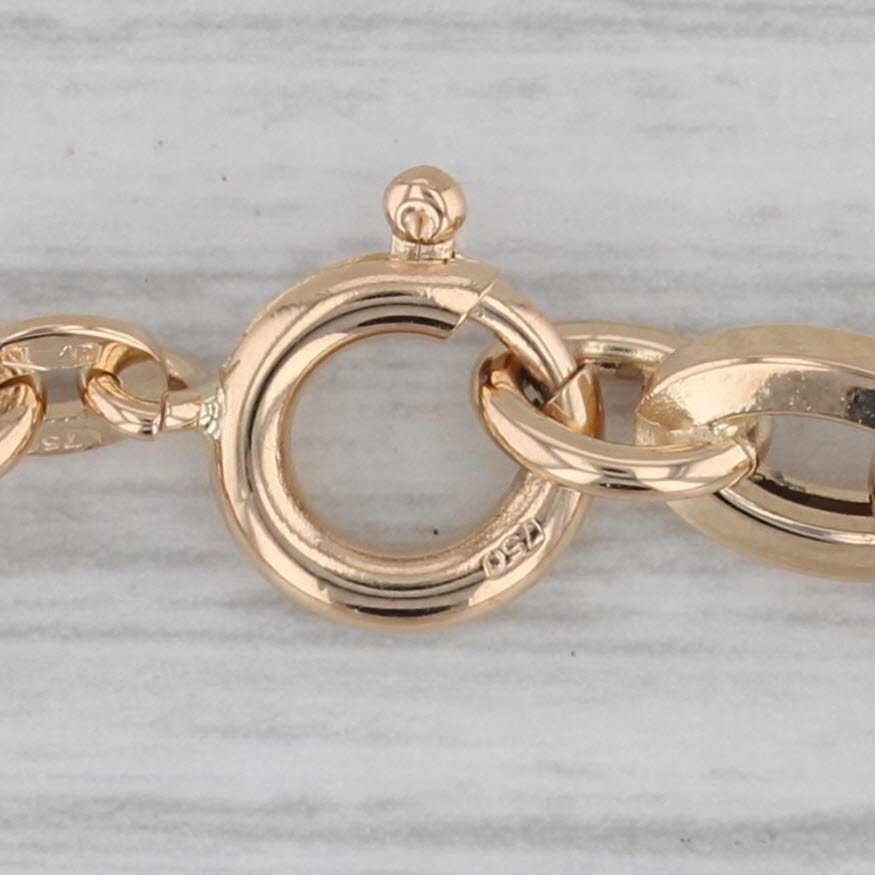 Gray 7.25" Cable Chain Bracelet 18k Yellow Gold 5.8mm Starter Charm