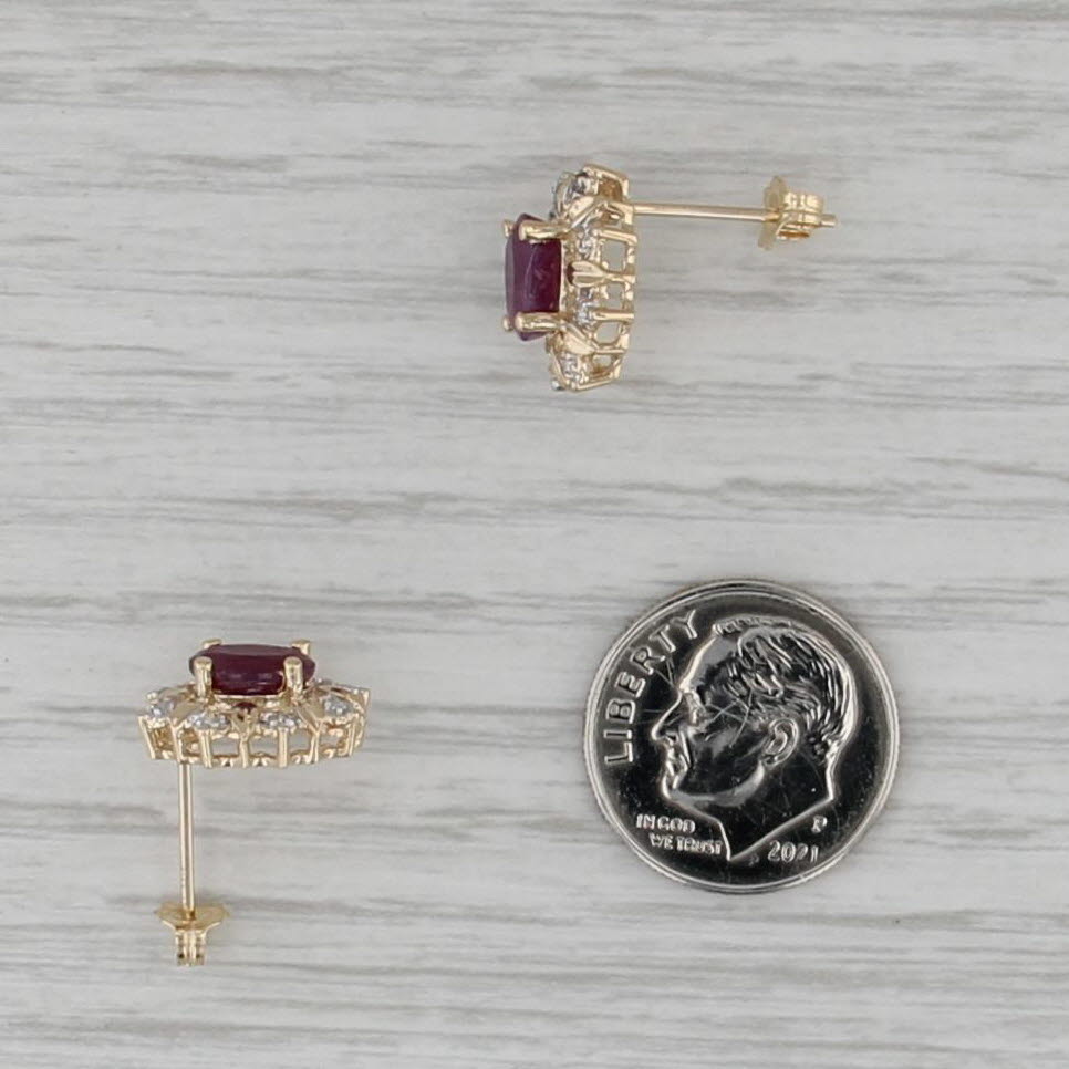 2.26ctw Ruby Diamond Halo Stud Earrings 14k Yellow Gold Studs