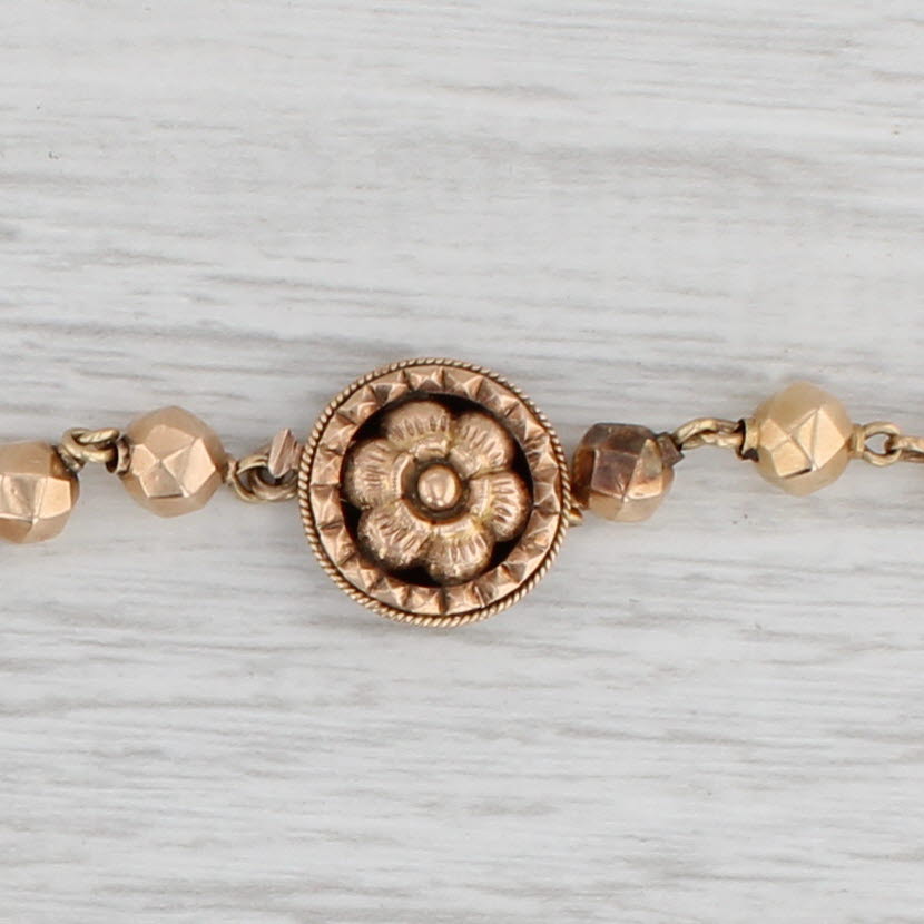 Light Gray Antique Lavalier Pendant Necklace Coral Pearl 14k Yellow Gold 20" Bead Chain