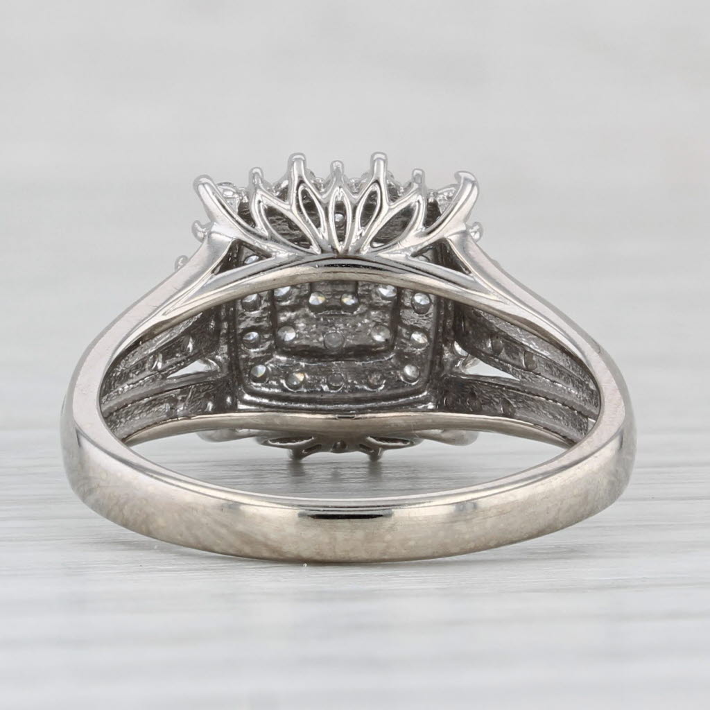 Light Gray 0.24ctw Diamond Cluster Halo Engagement Ring 10k White Gold Size 7