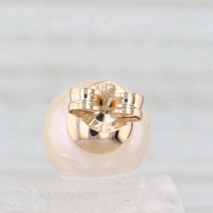 Cultured Pearl Bead Stud Earrings 14k Yellow Gold 6.6mm