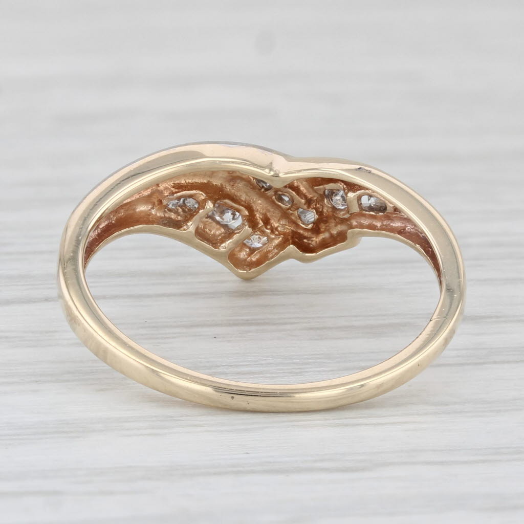 Light Gray 0.14ctw Diamond Ring 10k Yellow White Gold Size 6 Contoured Guard