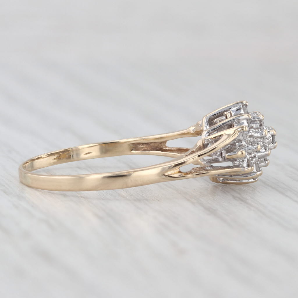 0.24ctw Diamond Flower Cluster Halo Ring 10k Yellow Gold Size 7.25 Engagement