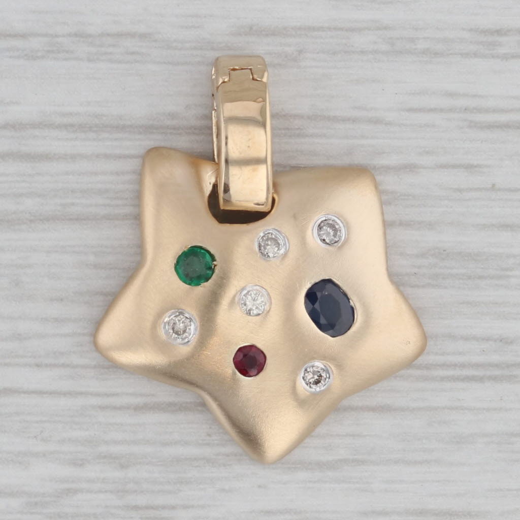 Gray 0.40ctw Gemstone Star Enhancer Pendant 14k Yellow Gold Clip Bail