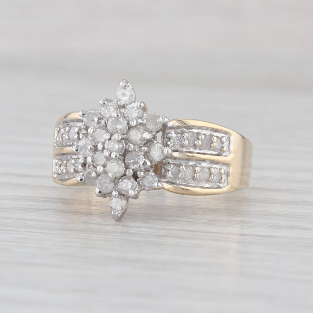0.72ctw Diamond Cluster Ring 10k Yellow Gold Size 9 Engagement