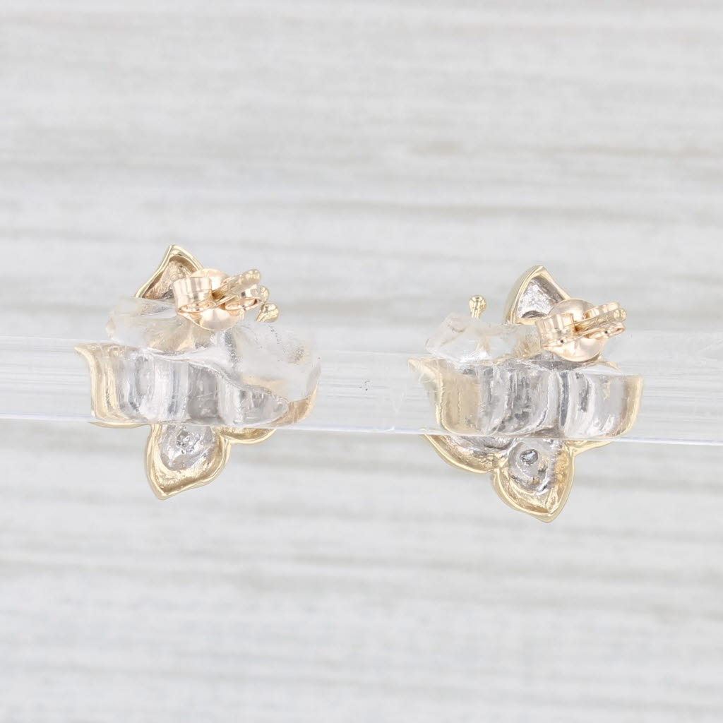 Light Gray Diamond Accented Butterfly Stud Earrings 10k Yellow Gold