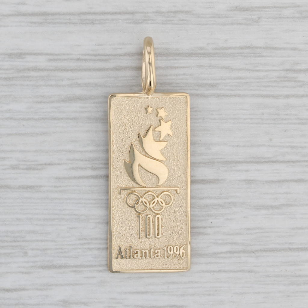Gray 1996 Atlanta Olympics Pendant 14k Yellow Gold 100 Anniversary Torch