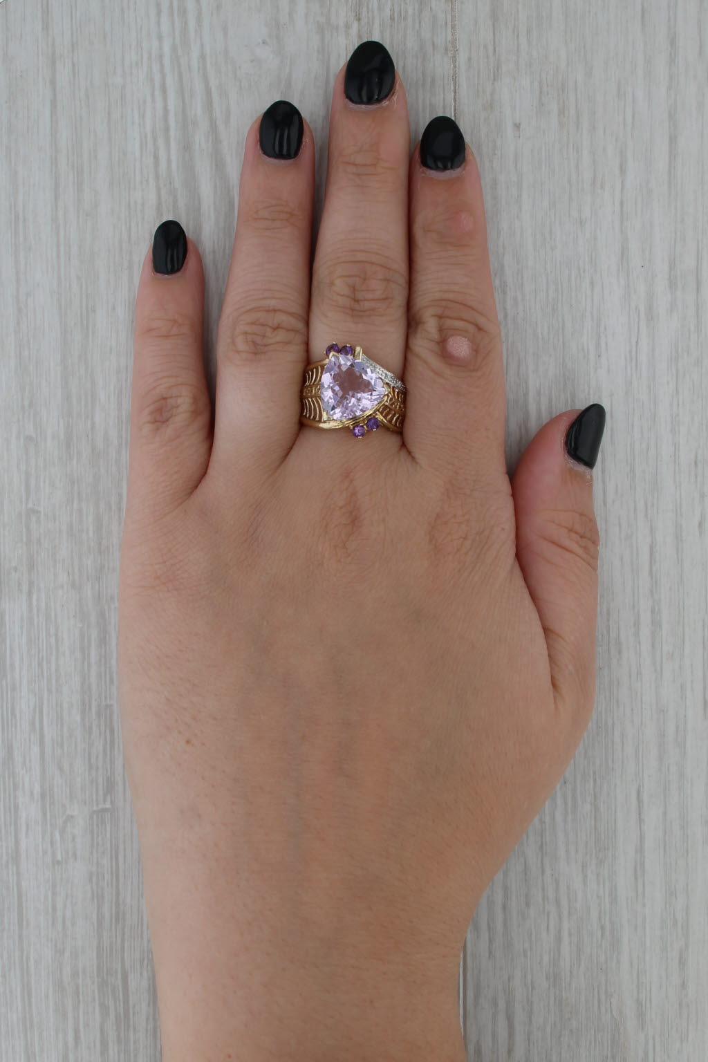 1.80ctw Amethyst Diamond Cocktail Ring 10k Yellow Gold Size 8.25
