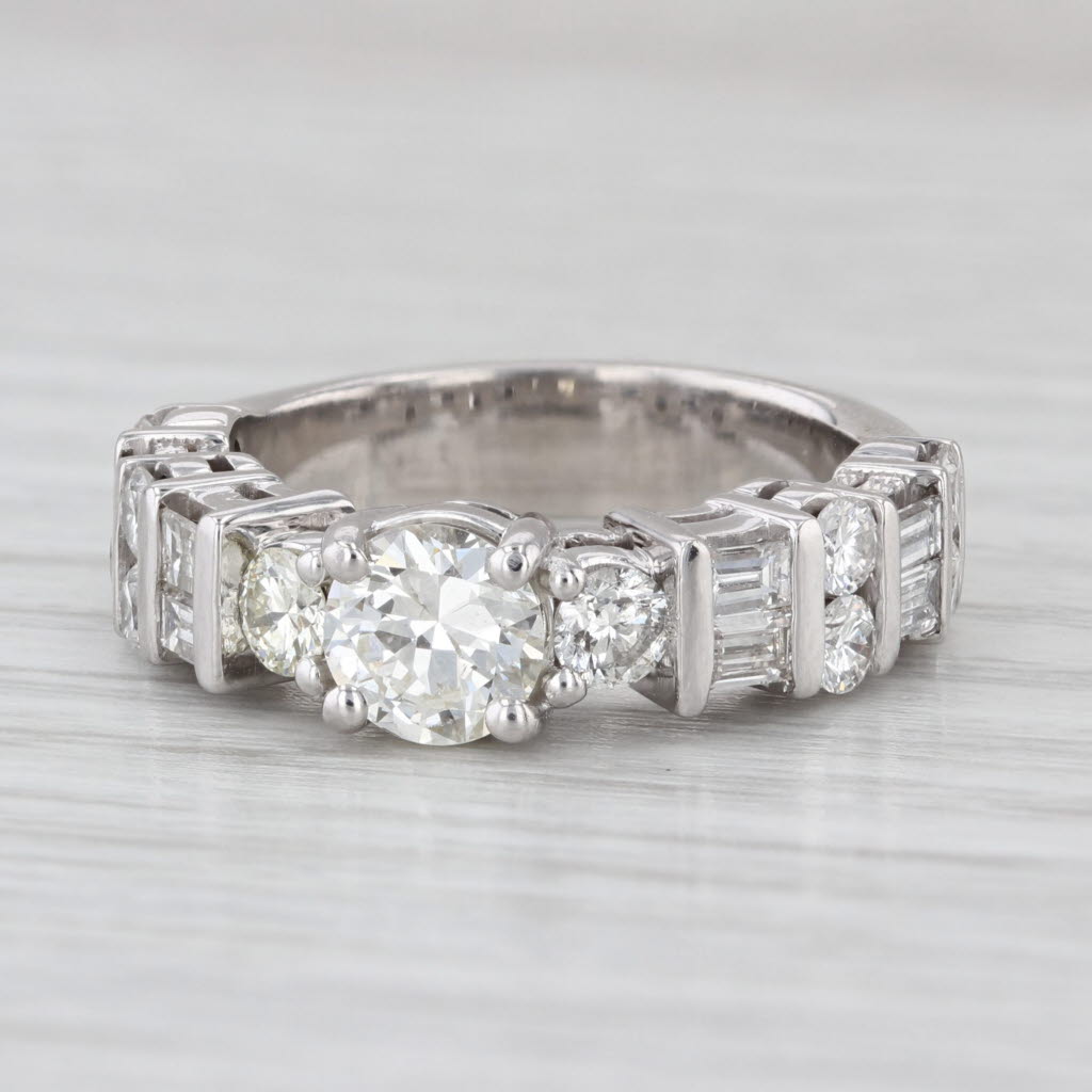 2.13ctw Diamond Engagement Ring 14k White Gold Size 7 stackable Anniversary Band