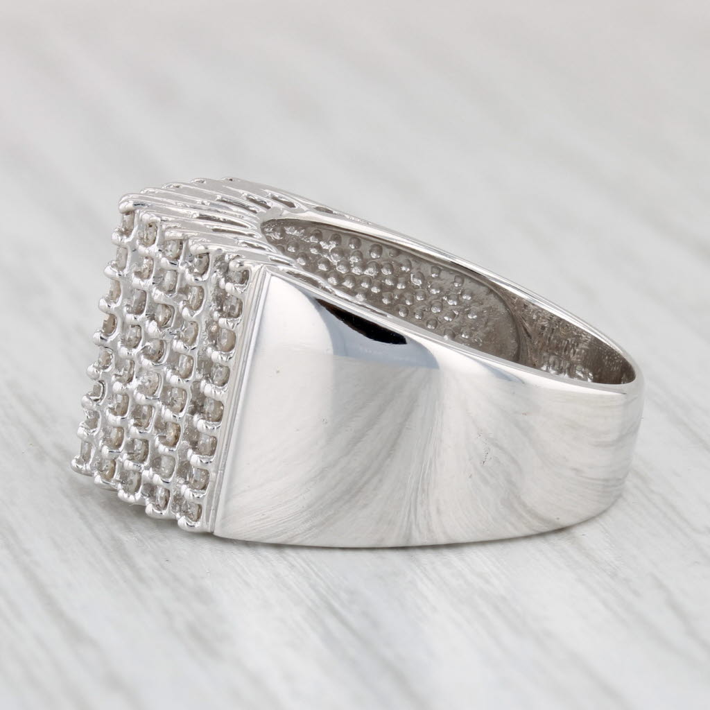 Light Gray 1ctw Diamond Pyramid Tiered Ring 10k White Gold Cocktail Size 7.5