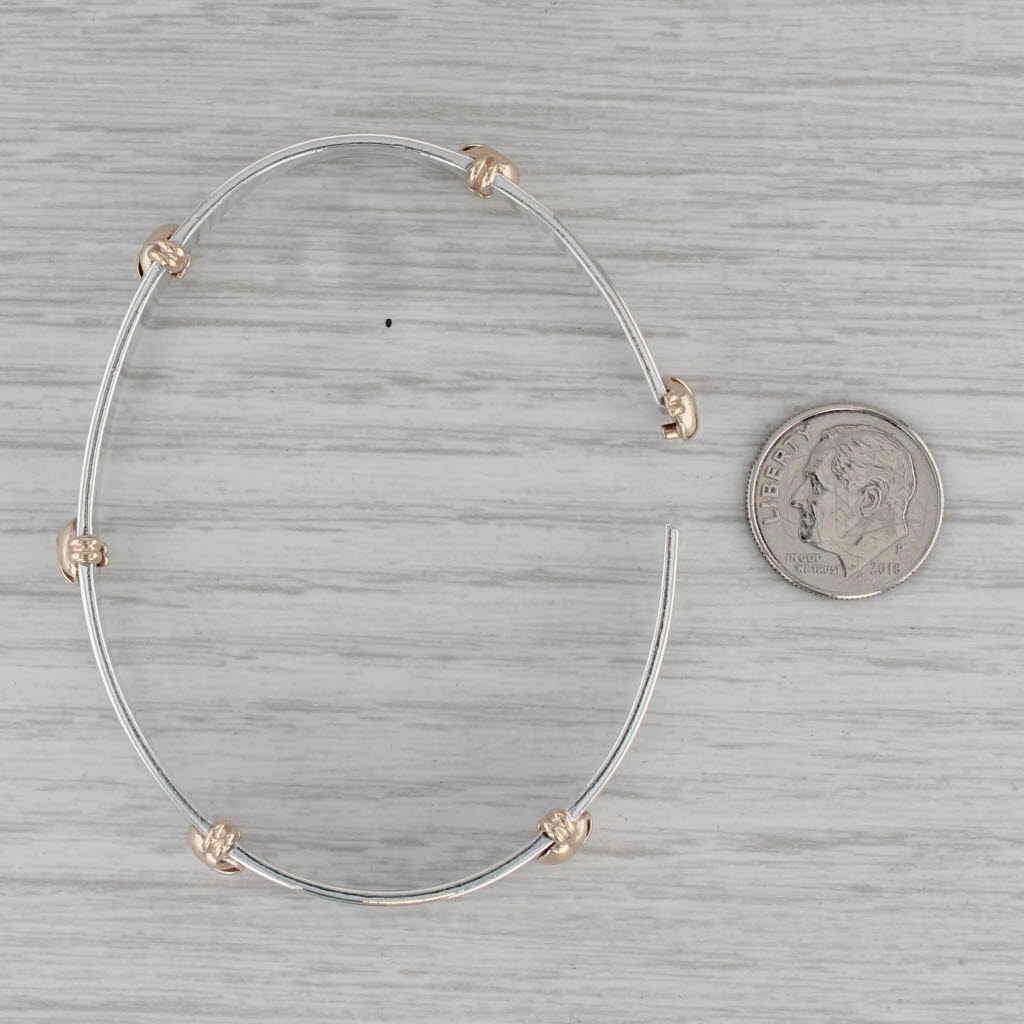 Gray Vintage Succo Dots Screws Bangle Bracelet Sterling Silver 14k Gold 6.75"