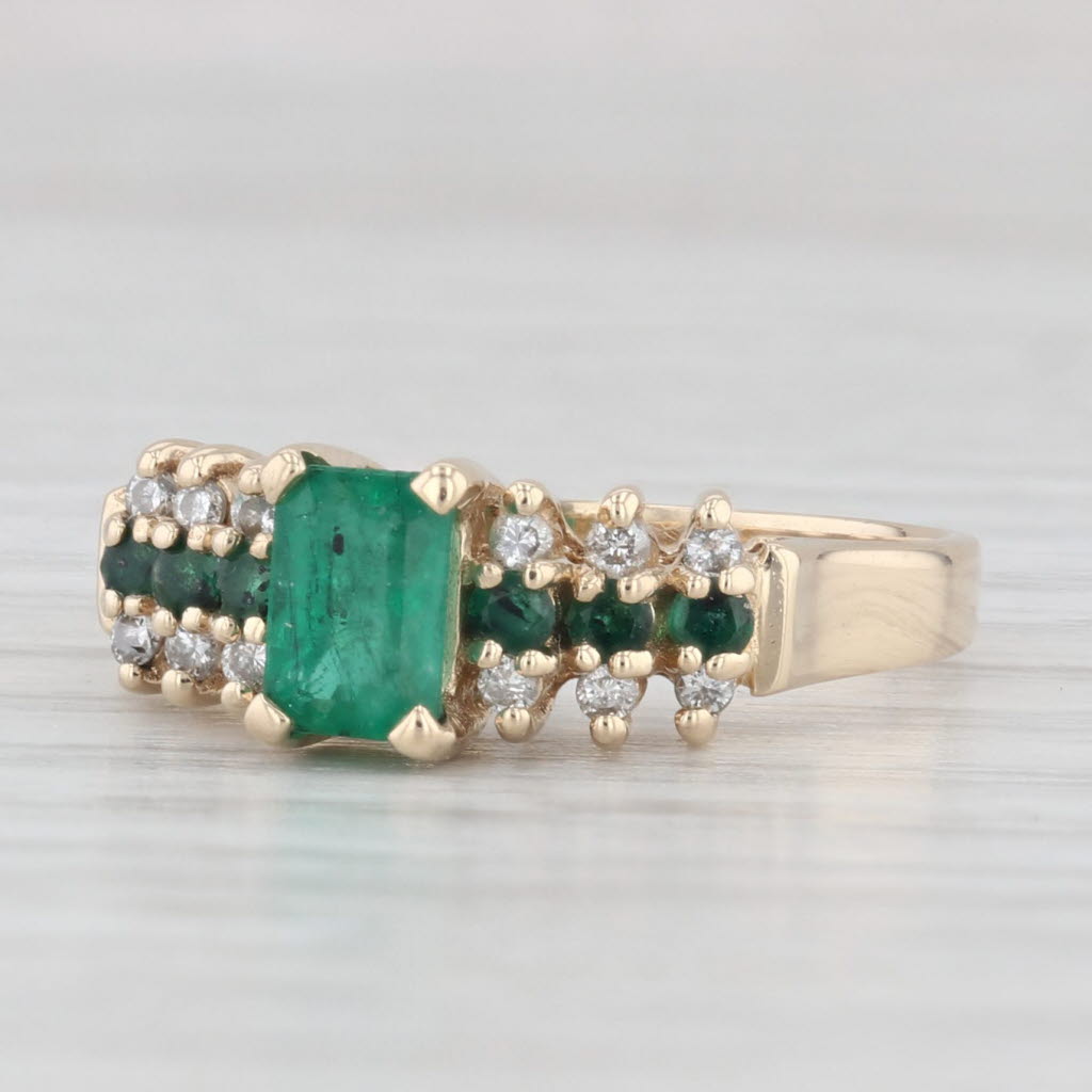 Light Gray 0.66ctw Oval Emerald Diamond Ring 14k Yellow Gold Size 7
