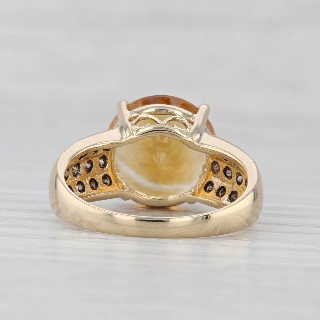 Citrine Champagne Diamond Ring 10k Yellow Gold Size 8.25 Cocktail
