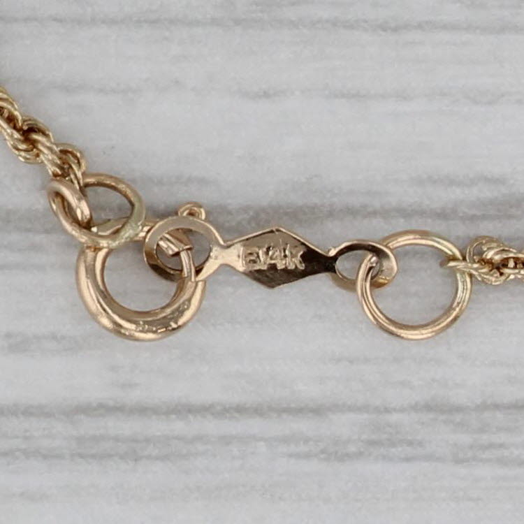 Gray Rope Chain Necklace 14k Yellow Gold 16" 1.3mm