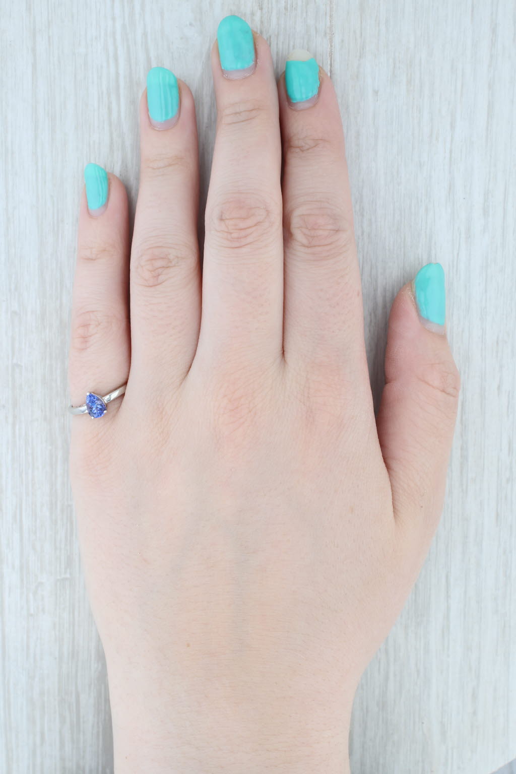 Light Gray 0.74ct Pear Tanzanite Solitaire Ring 10k Gold Size 7 COA Jacque Christie