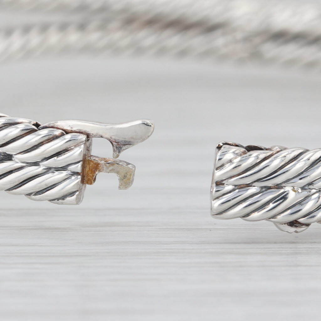 David Yurman 0.70ctw Diamond Albio Cable Bangle Bracelet Sterling Silver 6.5"