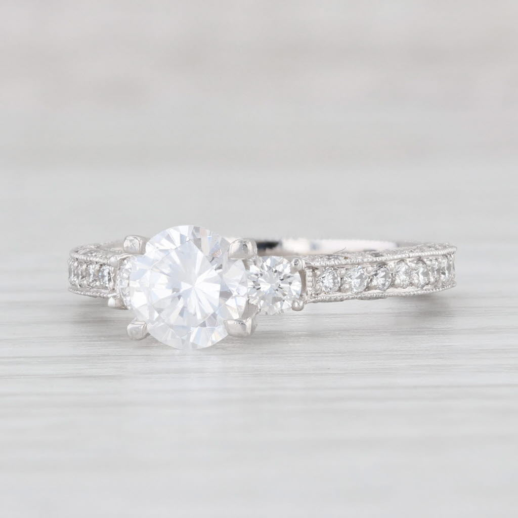 Light Gray New Tacori Round Cubic Zirconia Engagement Ring Platinum Eternity Band Size 6.75