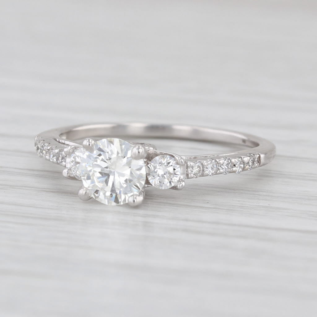 0.82ctw Round Diamond Engagement Ring 14k White Gold Size 7 Cathedral Band