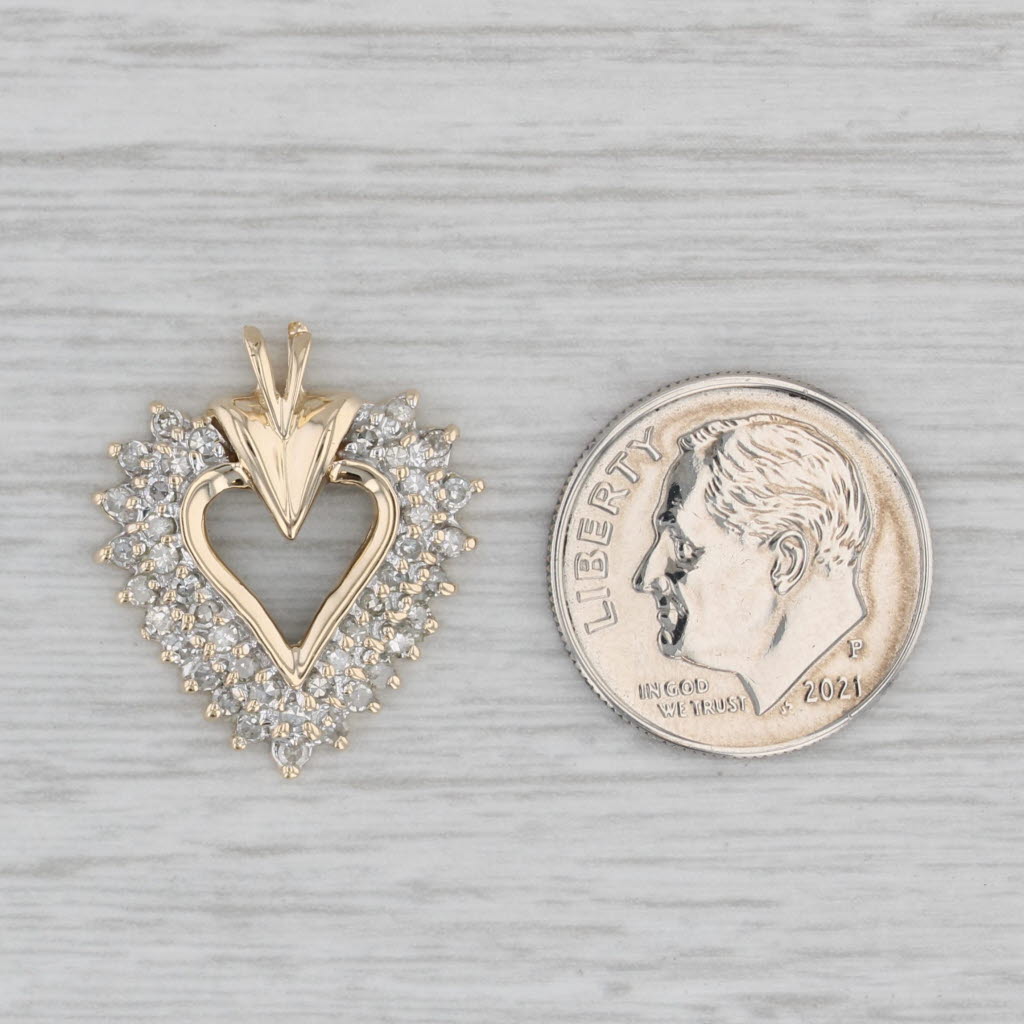Gray 0.20ctw Diamond Open Heart Pendant 10k Yellow Gold