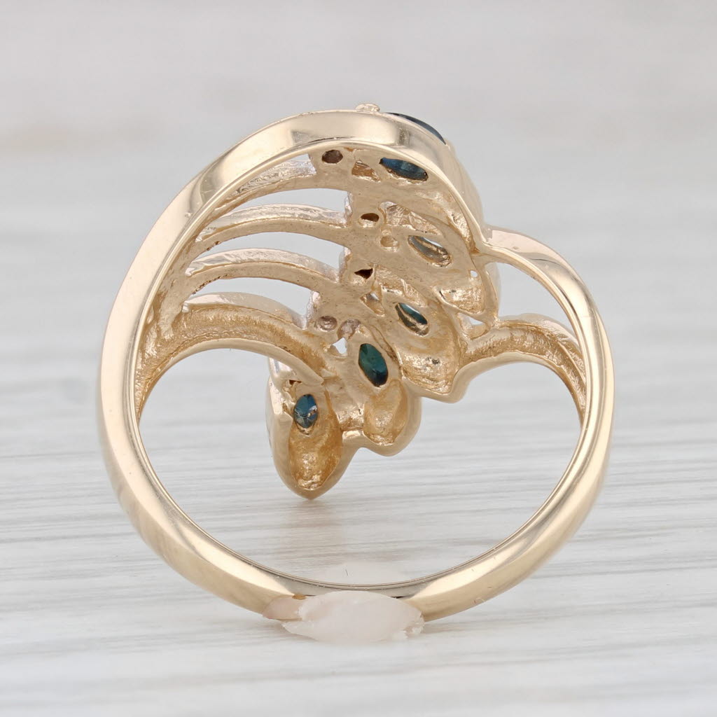 Light Gray 0.44ctw Blue Sapphire Spray Ring 14k Yellow Gold Size 7.25 Diamond Accents