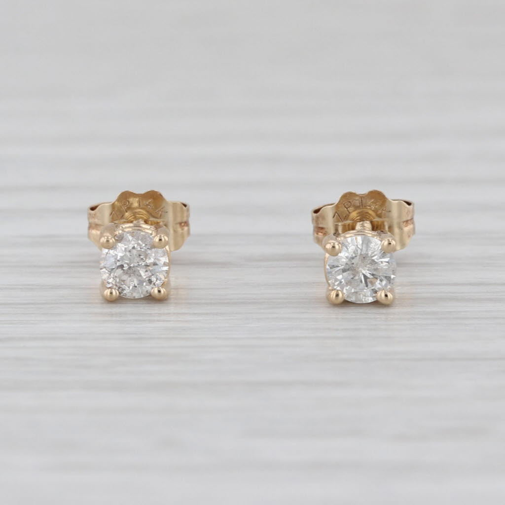 0.34ctw Diamond Stud Earrings 14k Yellow Gold Round Solitaire Studs