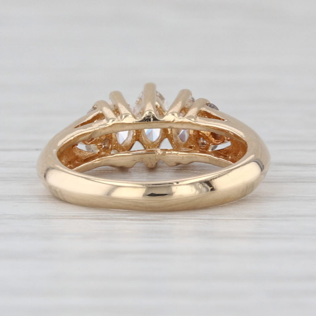 0.46ctw 3-Stone Marquise Diamond Ring 14k Yellow Gold Small Size 1.5