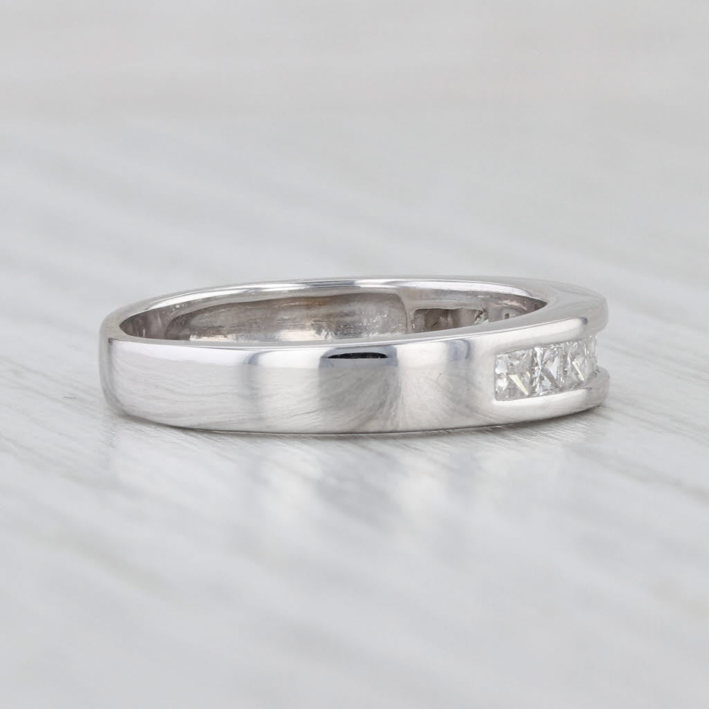 0.54ctw Princess Channel Set Diamond Wedding Band 14k White Gold Ring Stackable