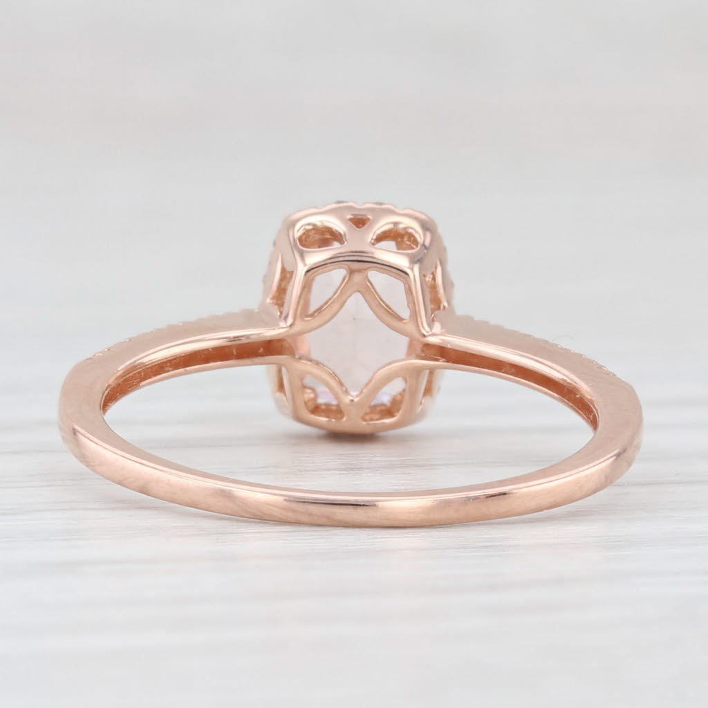 Light Gray 0.91ctw Morganite Diamond Halo Ring 14k Rose Gold Size 7.25 Engagement