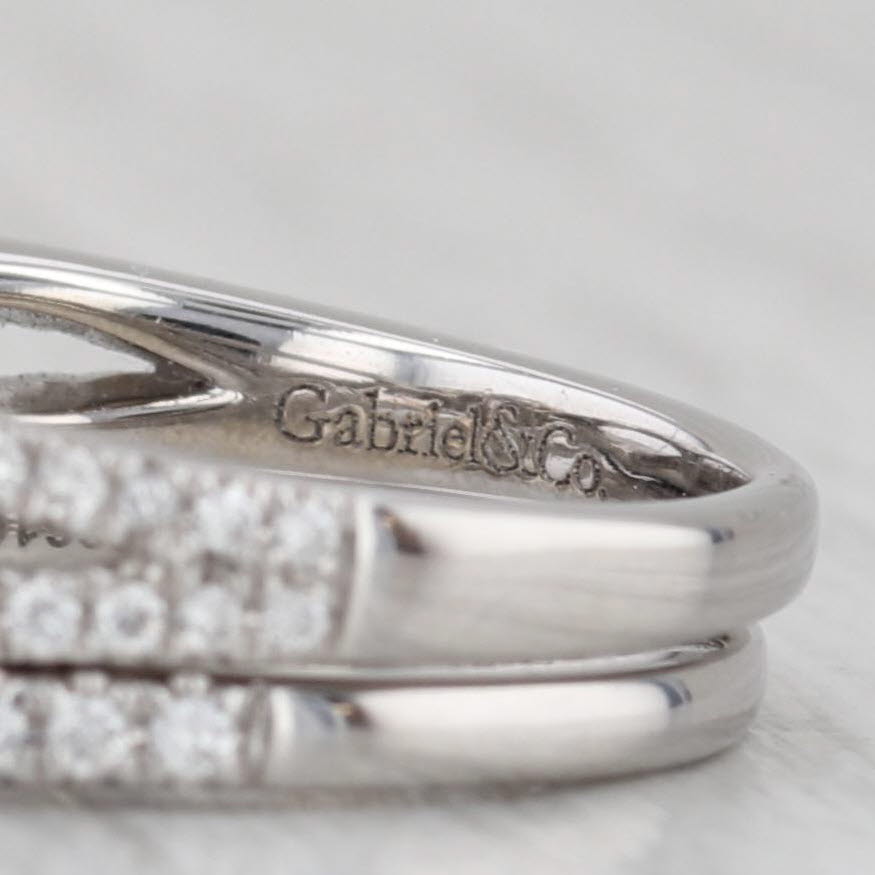 Gray Gabriel & Co 0.94ctw Diamond Engagement Ring Wedding Guard Band 14k Gold GIA
