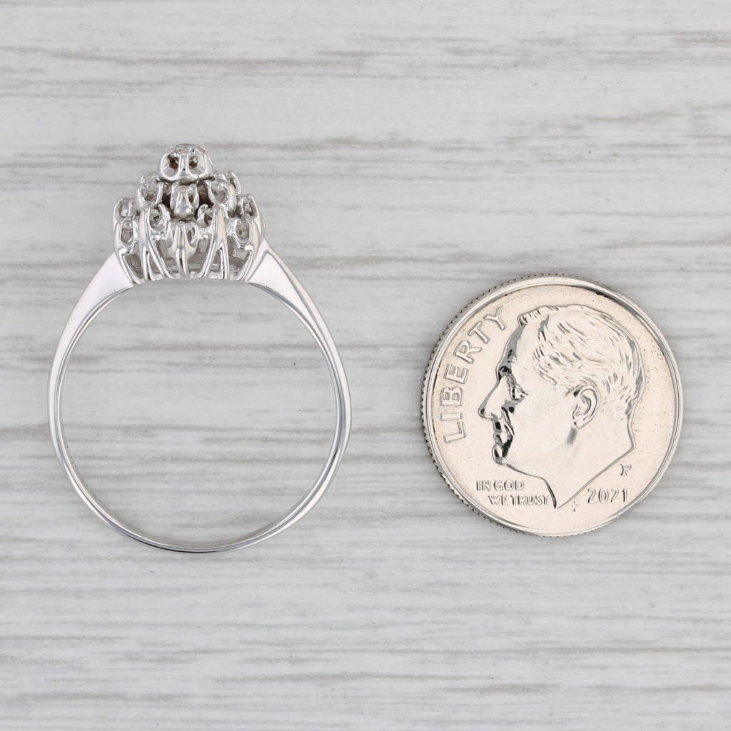 Light Gray 0.21ctw Diamond Cluster Ring 14k White Gold Size 8.5 Engagement